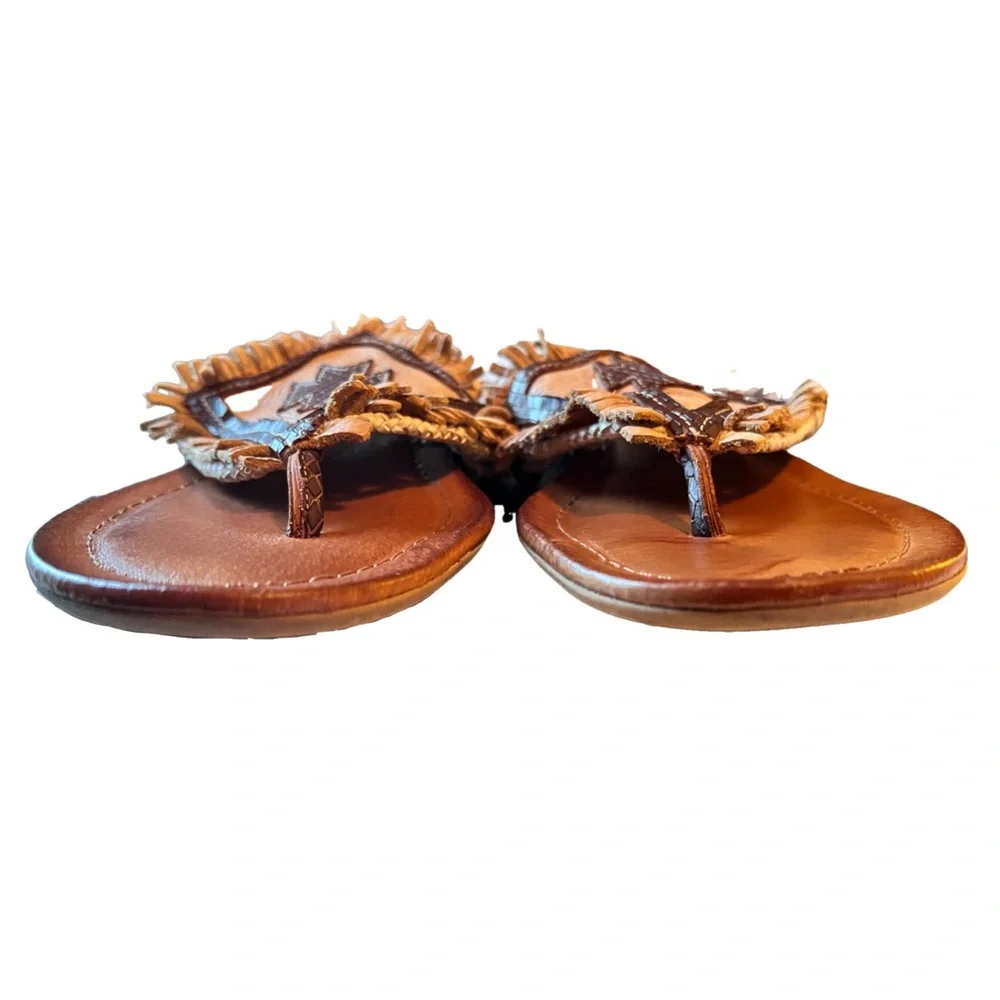 Free People Matisse Bronte Sandals Leather Lace Up Boho Western Fringe - Picture 6 of 13